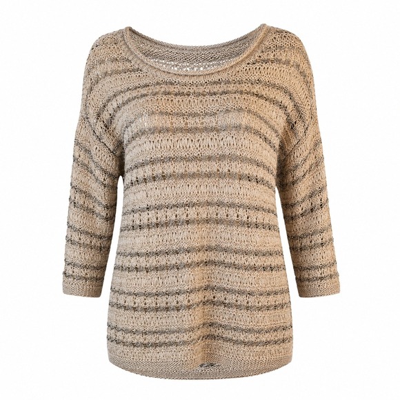 Lucky Brand Sweaters - Lucky Brand Sweater Women XS Cream Silver Metallic Open Knit New 7W50994